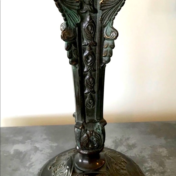 Black & Verdigris Metal Candlesticks use with or without Clear Glass Globes NEW - Picture 5 of 7